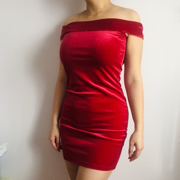 Forever 21 Dresses & Skirts - HOST PICK! Forever 21 Glam Edgy Red Velvet Dress
